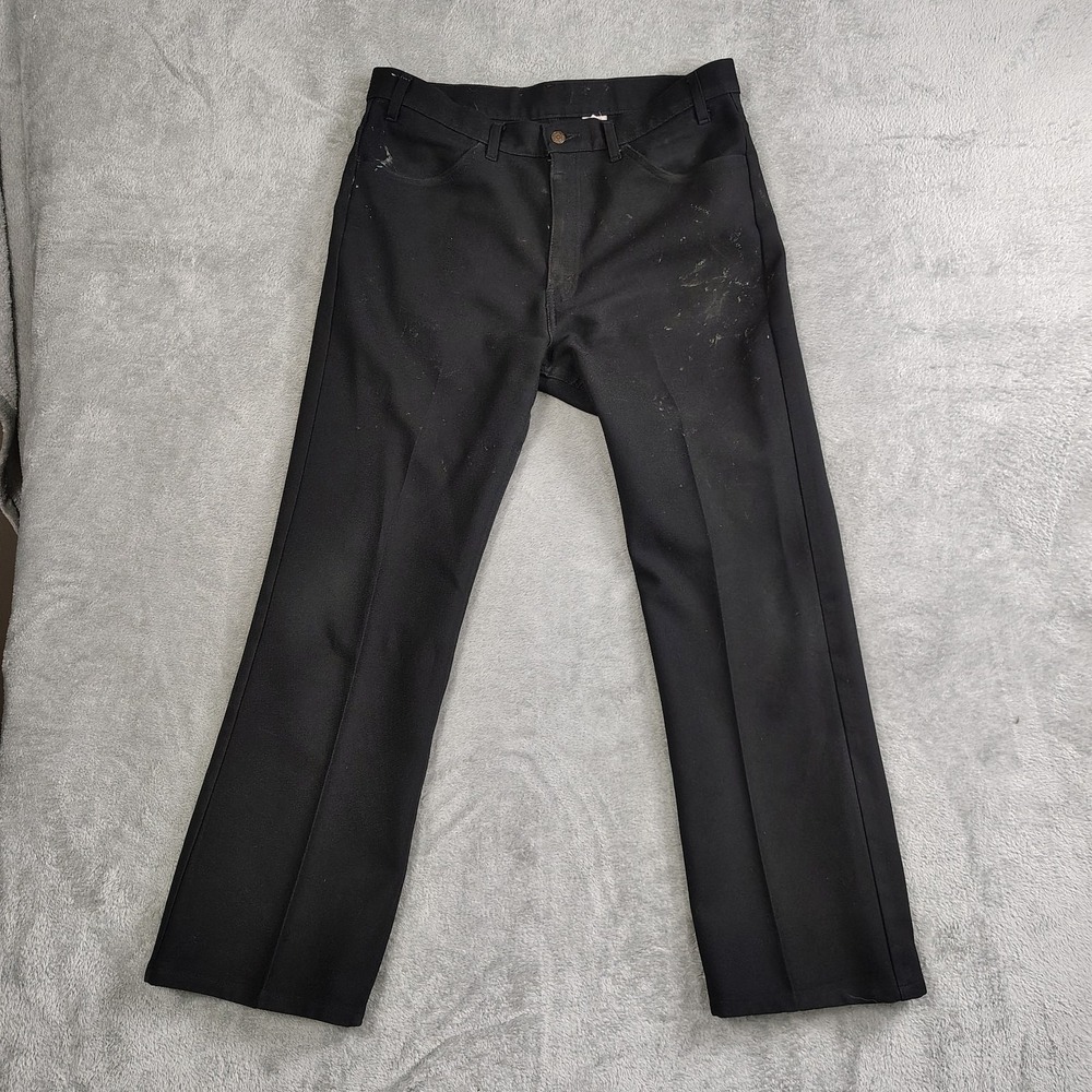 VTG 60's Levi's Pants Dacron Polyester Men's Pleated Black 38x30 Distress - Picture 1 of 16